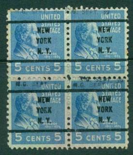 USA-1938-54-Precancel-New-York-New-York-5c-dated-Blk-4-FU-lot23085