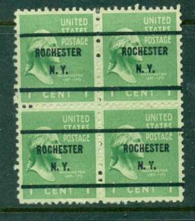 USA-1938-54-Precancel-New-York-Rochester-1c-Blk-4-FU-lot23198