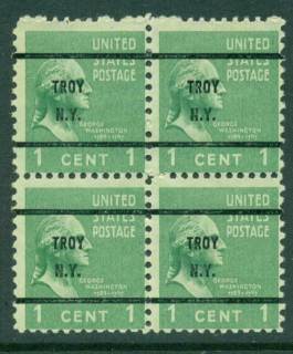 USA-1938-54-Precancel-New-York-Troy-1c-Blk-4-FU-lot23111