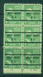 USA-1938-54-Precancel-North-Carolina-Rocky-Mount-1c-Blk-6-FU-lot23188