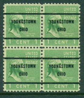 USA-1938-54-Precancel-Ohio-Youngstown-1c-Blk-4-FU-lot23108