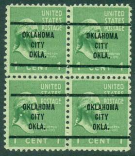 USA-1938-54-Precancel-Oklahoma-Oaklahoma-City-1c-Blk-4-FU-lot23115