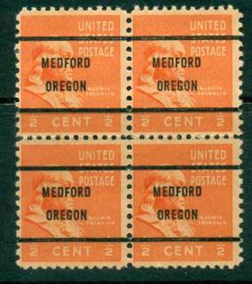 USA-1938-54-Precancel-Oregon-Medford-1-2c-Blk-4-FU-lot23120