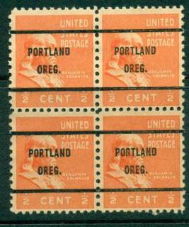 USA-1938-54-Precancel-Oregon-Portland-1-2c-Blk-4-FU-lot23121