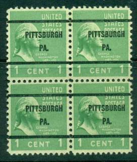 USA-1938-54-Precancel-Pennsylvania-Pittsburgh-1c-Blk-4-FU-lot23133