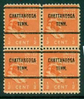 USA-1938-54-Precancel-Tennessee-Chattanooga-1-2c-Blk-4-FU-lot23147