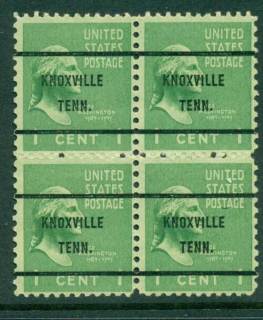 USA-1938-54-Precancel-Tennessee-Knoxville-1c-Blk-4-FU-lot23151