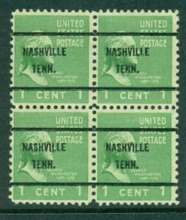 USA-1938-54-Precancel-Tennessee-Nashville-1c-Blk-4-FU-lot23154