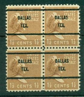 USA-1938-54-Precancel-Texas-Dallas-1-1-2c-Blk-4-FU-lot23163