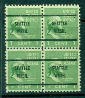 USA-1938-54-Precancel-Washington-Seattle-1c-Blk-4-FU-lot23185