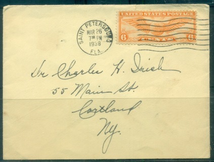 USA-1938-6c-Airmail-Winged-Globe-Saint-Petersburg-to-NY-cover