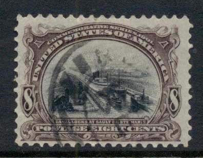 USA-1901-Sc298-Pan-American-Exposition-8c-Canal-Locks-FU