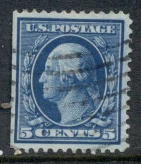 USA-1908-09-Sc335-5c-blue-Washington-Perf-12-Wmk-D-L-FU