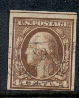 USA-1908-09-Sc346-4c-orange-brown-Washington-IMPERF-Wmk-D-L-FU