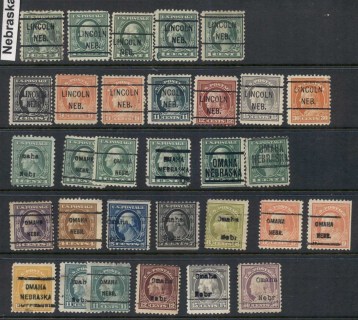 USA-1908-1919-Washington-Franklin-Precancels-TC-Assortment