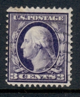 USA-1910-11-Sc376-3c-deep-violet-Washington-TyI-Perf-12-Wmk-S-L-FU-2