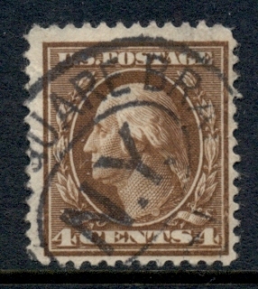 USA-1910-11-Sc377-4c-dark-brown-Washington-Perf-12-Wmk-S-L-FU