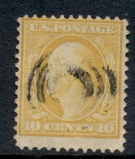 USA-1910-11-Sc381-10c-yellowWashington-Perf-12-Wmk-S-L-FU