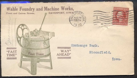 USA-1910-2c-Washington-Advertising-Cover-Foundry-Machine-Works