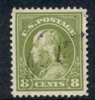 USA-1912-14-Sc414-8c-pale-olive-green-Franklin-Perf-12-Wmk-S-L-FU