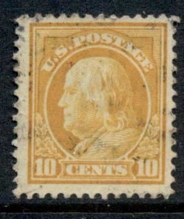 USA-1912-14-Sc416-10c-orange-yellow-Franklin-Perf-12-Wmk-S-L-FU