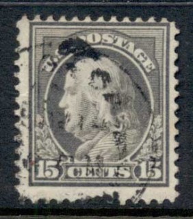 USA-1912-14-Sc418-15c-grey-Franklin-Perf-12-Wmk-S-L-FU