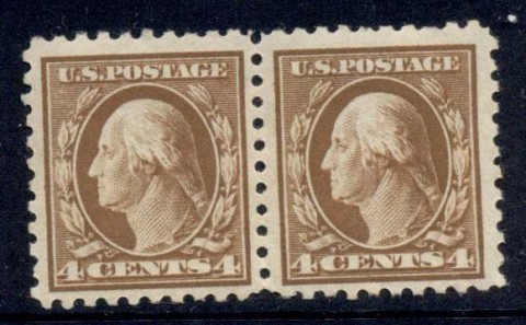 USA-1916-17-Sc465-Washington-4c-orange-brown-pr-Perf-10-no-Wmk-MUH