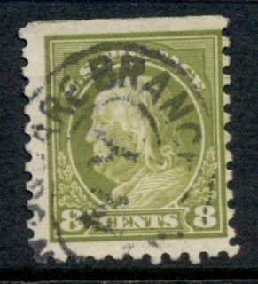 USA-1916-17-Sc470-8c-olive-green-Franklin-Perf-10-No-Wmk-FU