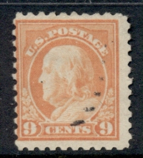 USA-1916-17-Sc471-9c-salmon-red-Franklin-Perf-10-No-Wmk-FU