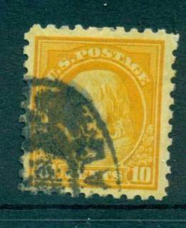 USA-1916-17-Sc472-10c-orange-yellow-Franklin-Perf-10-No-Wmk-FU-lot69087