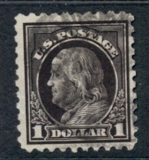 USA-1916-17-Sc478-1-violet-blach-Franklin-Perf-10-No-Wmk-FU