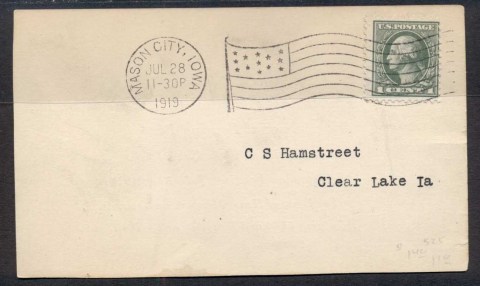 USA-1919-1c-Washington-cover-to-Clear-Lake