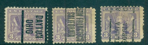 USA-1919-Sc537-Victory-Issue-3x-Precancels-FU-lot67315