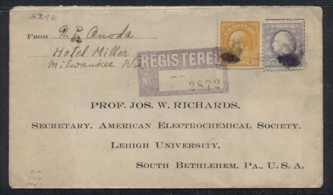 USA-1919-Washington-Franklin-Registered-Electrochemical-cover-to-Philadelphia