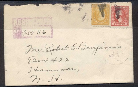 USA-1921-Washington-Franklin-Registered-cover-to-New-Hampshire