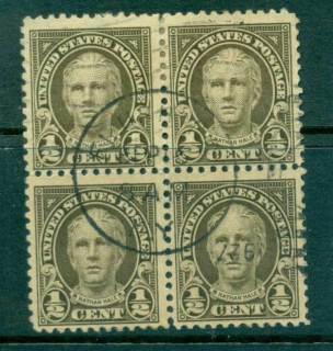 USA-1922-25-Sc551-1-2c-Nathan-Hale-P11-Flat-Plate-Blk-4-FU-lot67781