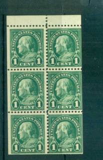 USA-1922-25-Sc552a-1c-Franklin-Booklet-pane-Perf-11-Flat-PlateMLH-lot68105