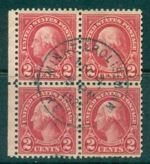 USA-1922-25-Sc554-2c-Washington-Blk-4-P11-Flat-Plate-FU-lot67791