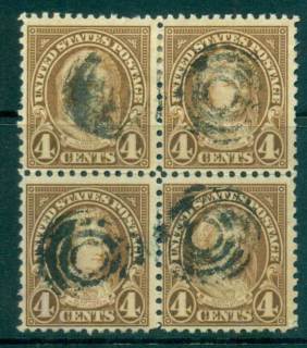 USA-1922-25-Sc556-4c-Martha-Washington-Blk-4-P11-Flat-Plate-FU-lot67806