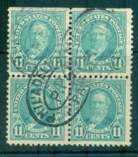 USA-1922-25-Sc563-11c-Hayes-Blk-4-P11-Flat-Plate-FU-lot67825