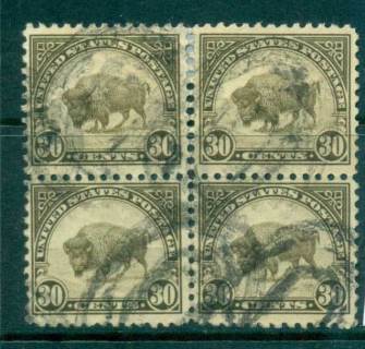 USA-1922-25-Sc569-30c-Buffalo-Blk-4-P11-Flat-Plate-FU-lot67868