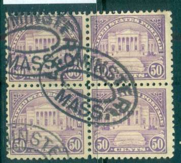 USA-1922-25-Sc570-50c-Arlington-Amphitheatre-Blk-4-P11-Flat-Plate-FU-lot67876