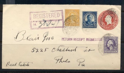 USA-1922-38-Fourth-Bureau-Registered-mixed-franking-uprated-PSE-Philadelphia-1926