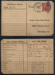 USA-1922-38-Fourth-Bureau-Washington-2c-Durham-1927-Carolina-Sheet-Metal-Works-Requisition-card_1