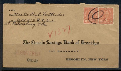 USA-1922-38-Fourth-Bureau-jefferson-9c-pr-Registered-St-Petersburg-1938-cover