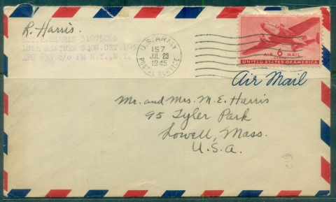 USA-1945-6c-Airmail-to-Lowell