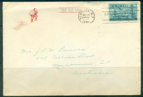 USA-1946-25c-Airmail-Santa-Clause-to-Australia-cover-XL