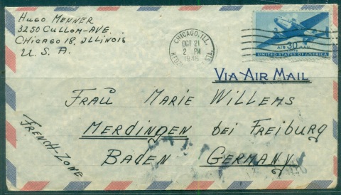 USA-1946-30c-Airmail-Chicago-to-Germany-French-Zone-cover