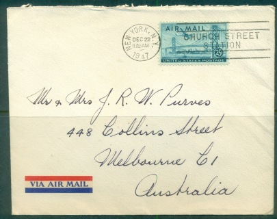 USA-1947-25c-Airmail-NY-to-Australia-cover