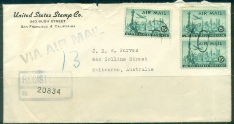 USA-1948-15c-Statue-of-Liberty-Airmail-Registered-to-Australia-Stamp-Co-corner-card-cover